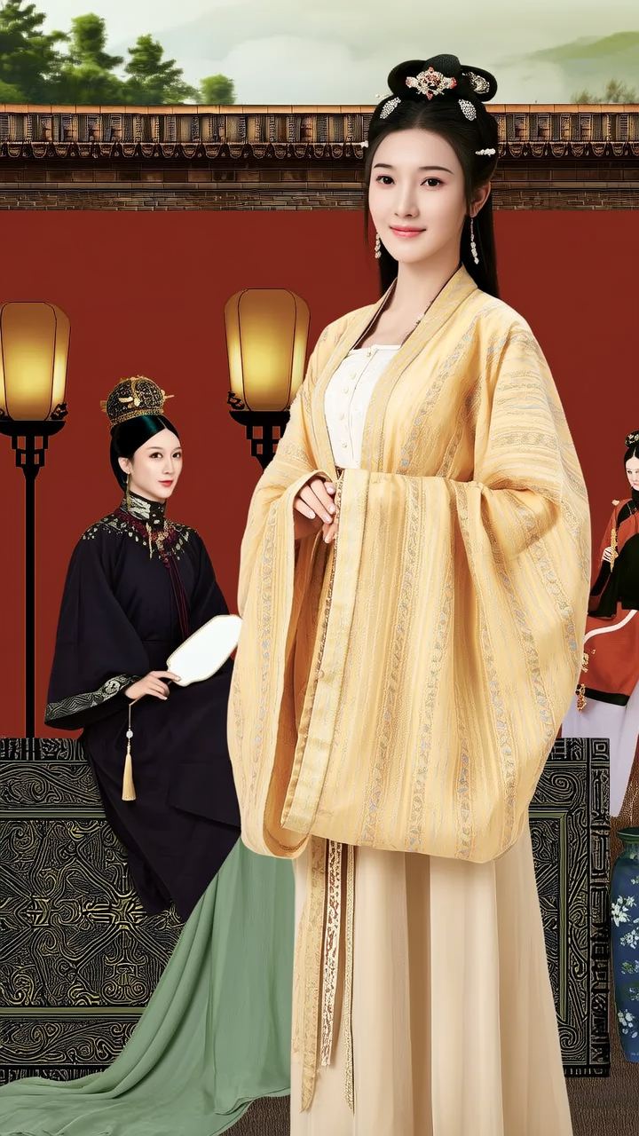 从夏朝到现代，根据文献描述把每个朝代最出名的美女画一幅现代图，一个朝代选择一个美女，要求穿自己朝代的衣服。