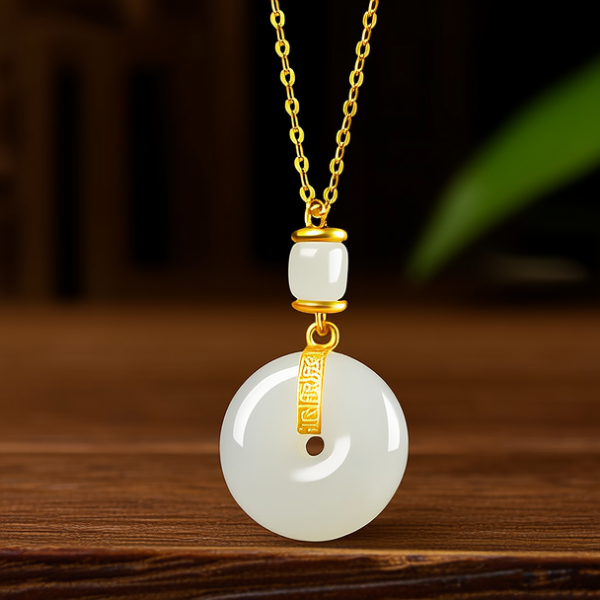 金配玉项链图片