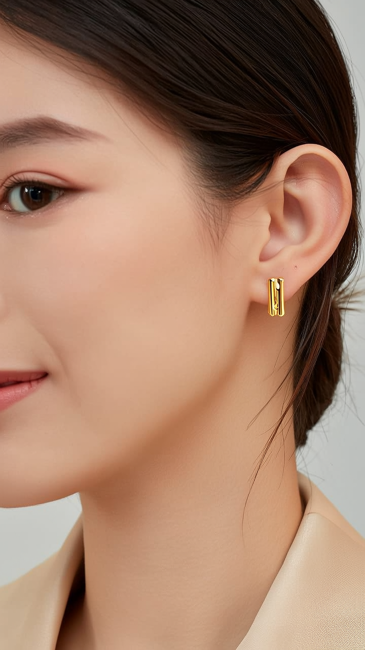 一克金耳钉图片