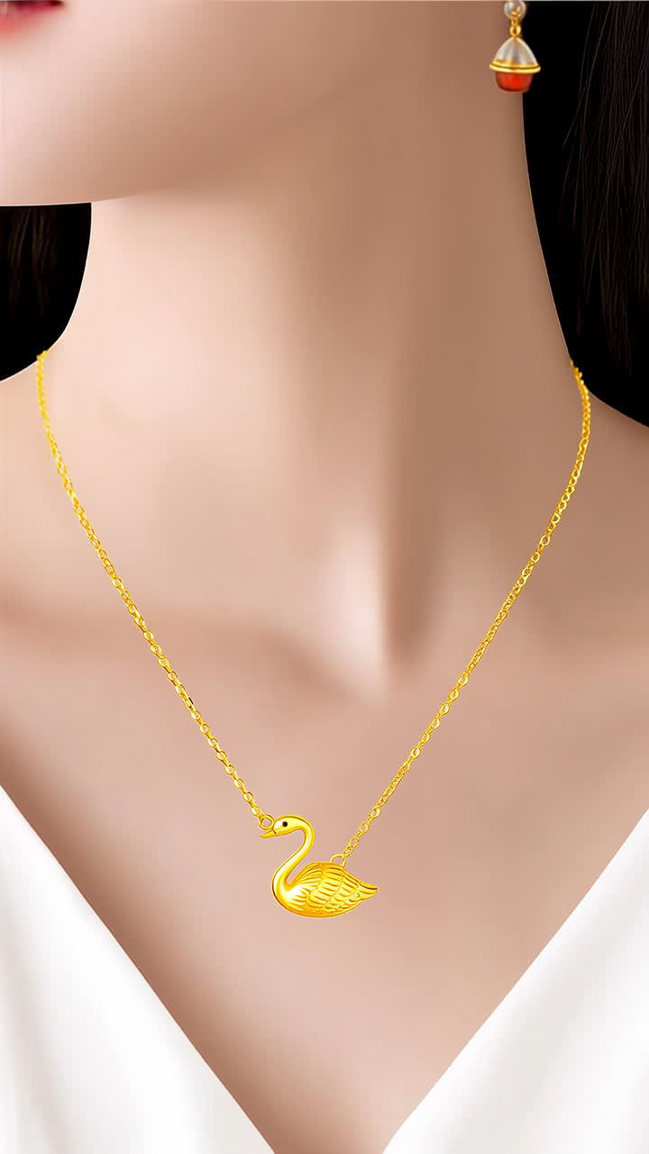 天鹅金项链图片