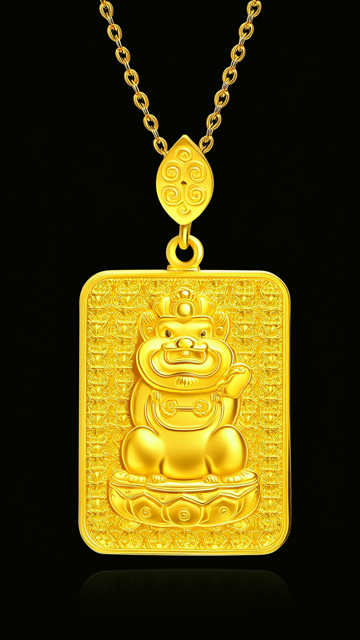 黄金祥云吊坠图片