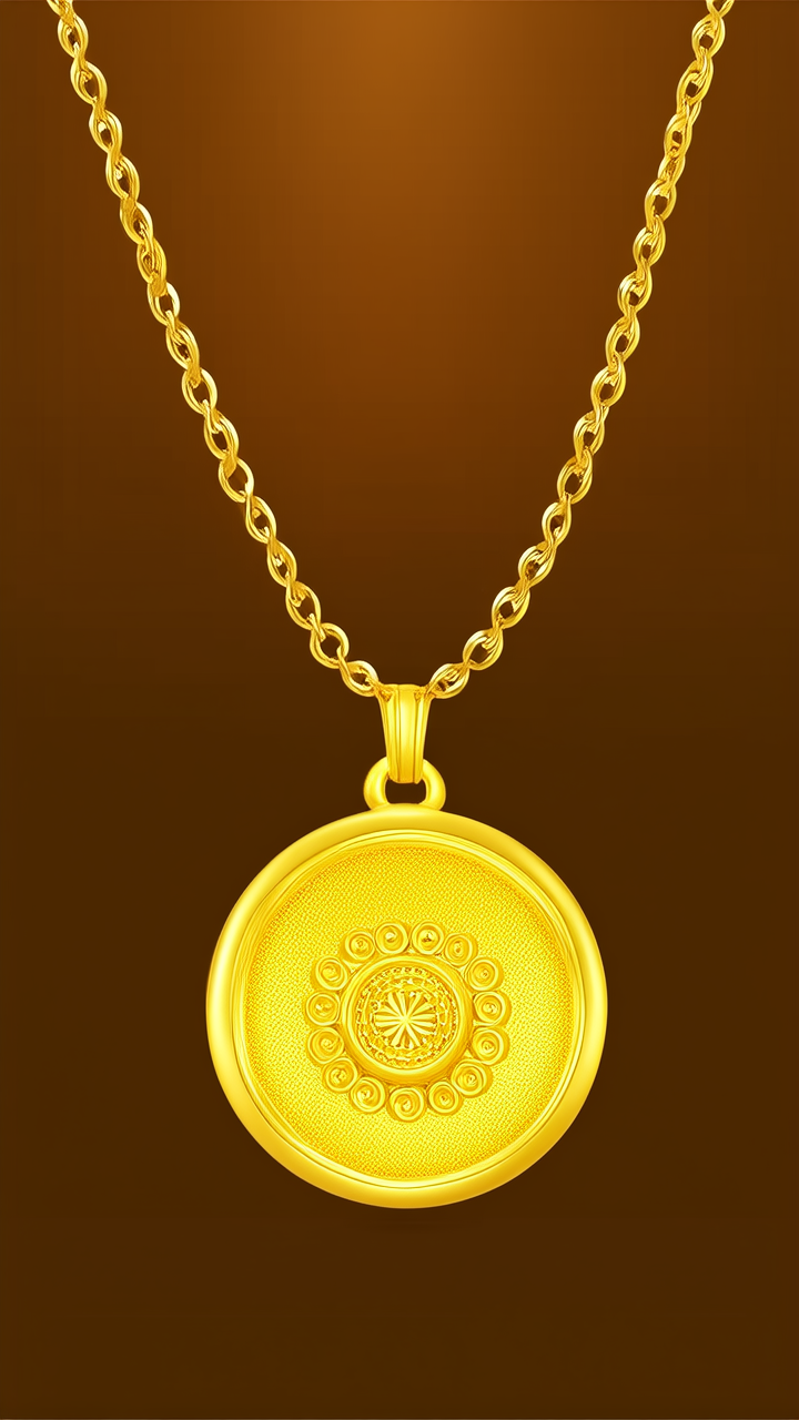 黄金圆珠吊坠图片