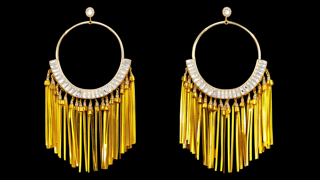 黄金流苏耳环图片