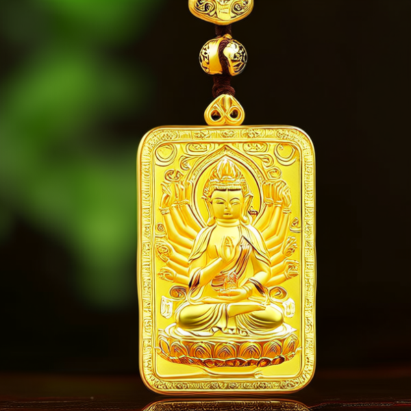 黄金观音吊坠图片