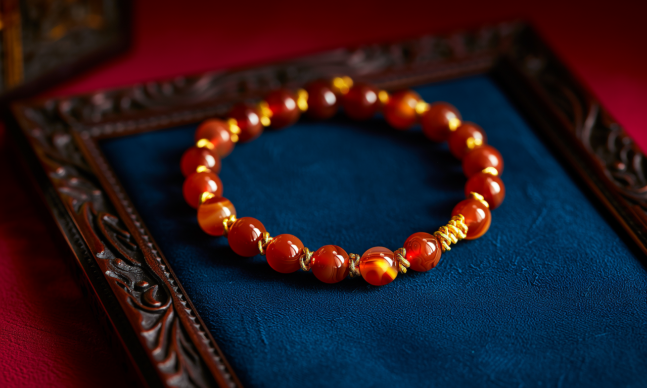 黄金配玛瑙手链图片