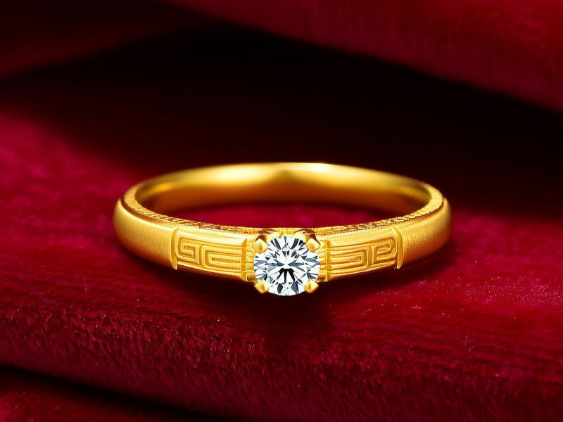 2克黄金女戒指图片