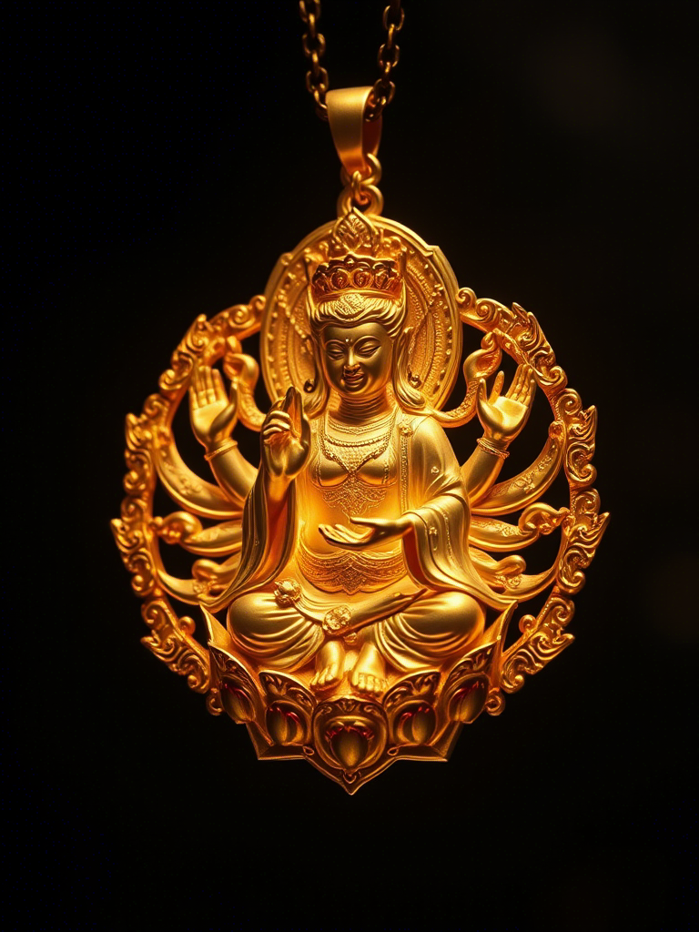 千手观音黄金吊坠图片