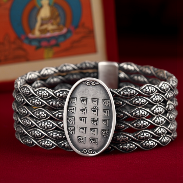 黄金六字真言手链图片